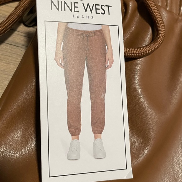 Nine West Womens Pull on Jogger Mid-Rise Pull-On Faux-Leather Pants Size XL New - Picture 5 of 6
